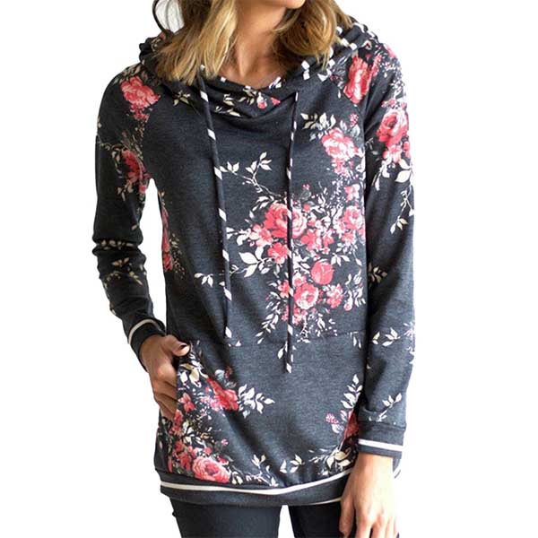 Famulily Women's Floral Printed Hoodie Sweatshirts_Shopping Online